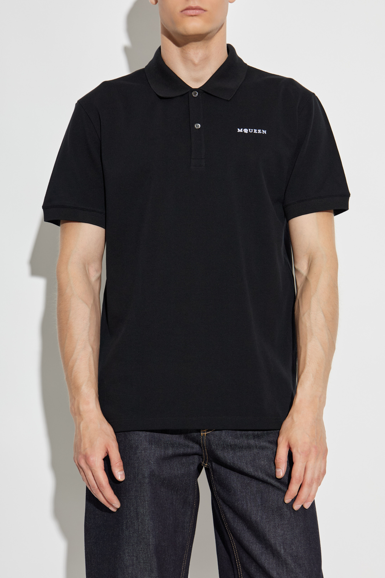 Black Polo with embroidered logo Alexander McQueen - Vitkac AS